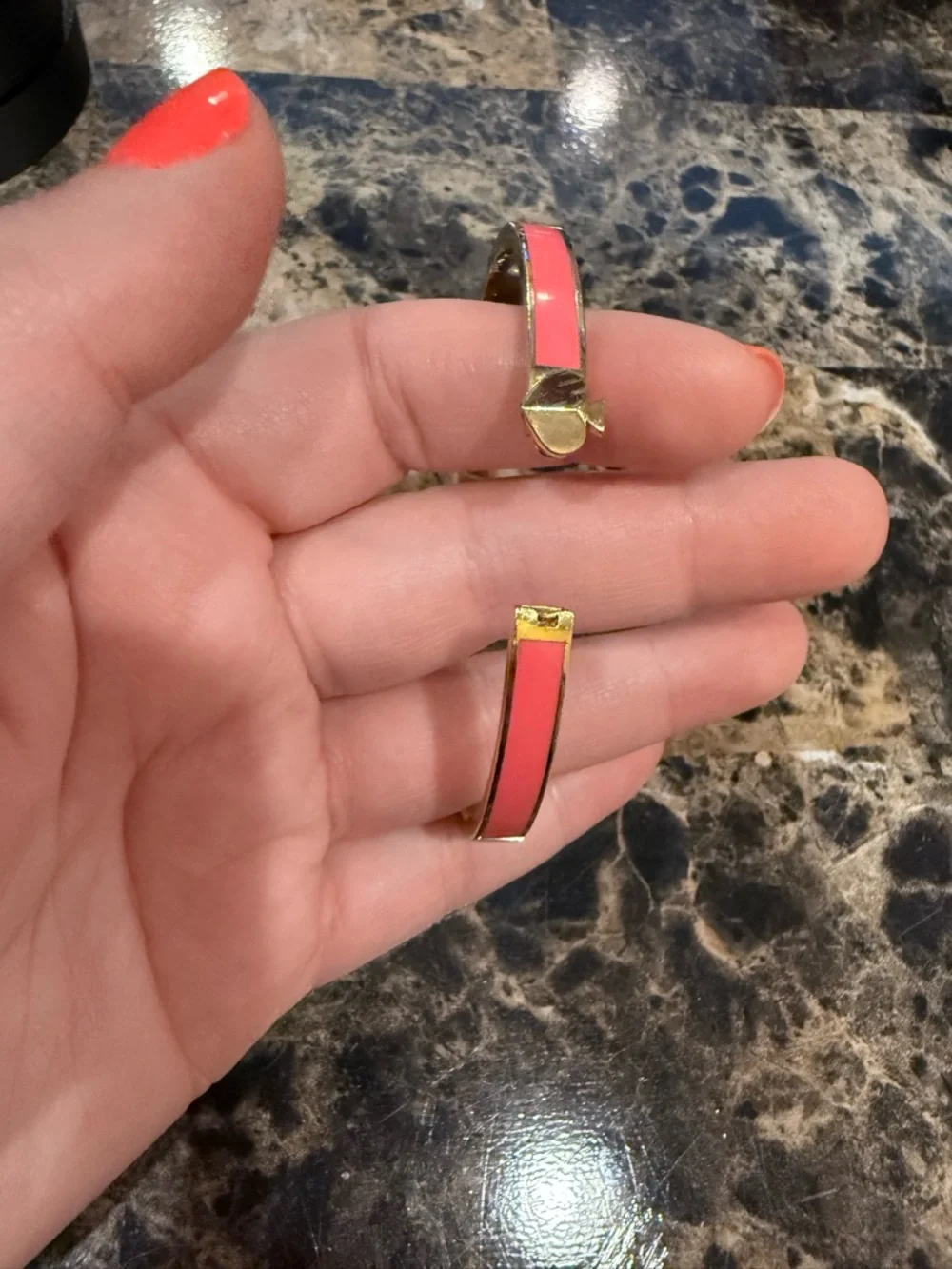 Kate Spade Everyday Spade Thin Enamel Hinge Bangle - Salmon Pink - Picture 8 of 9